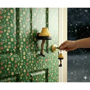 A Christmas Story Leg Lamp Knocker + Talking Leg Lamp Keychain Collectibles NECA